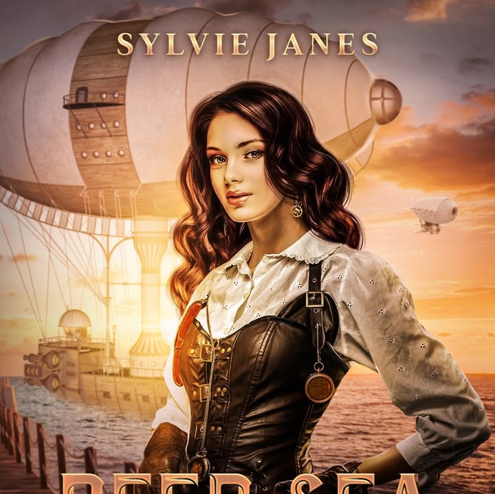 Sylvie Janes author artwork featuring a heroine and airships